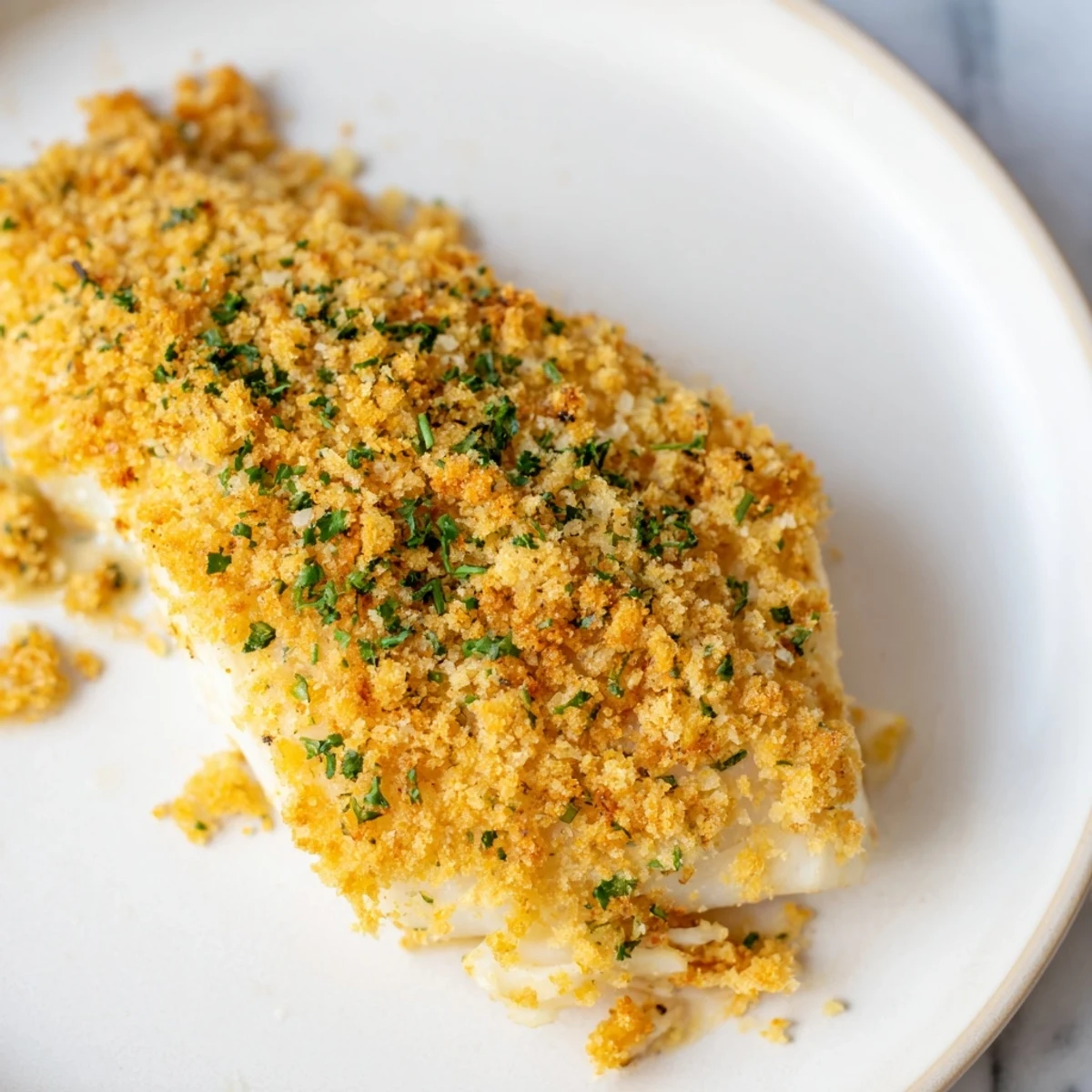 Flaky, tender Baked Cod with Crispy Ritz Cracker topping, perfectly baked and flavorful.