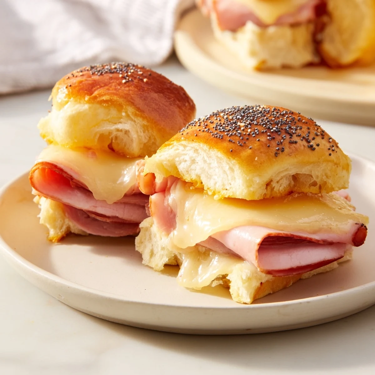 Savory Budget-Friendly Ham & Cheese Sliders with ham and cheese, baked to bubbly perfection, perfect for sharing at any gathering.
