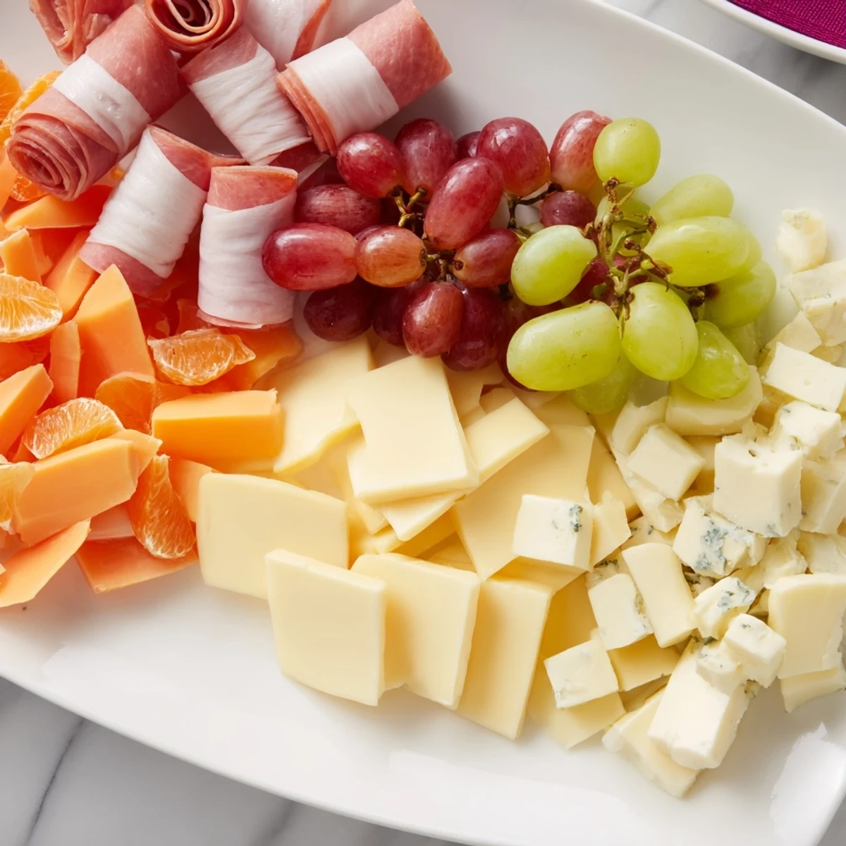 Delicious Christmas 2025 Festive Grazing Board, laden with colorful cheeses, olives, and festive rosemary sprigs.