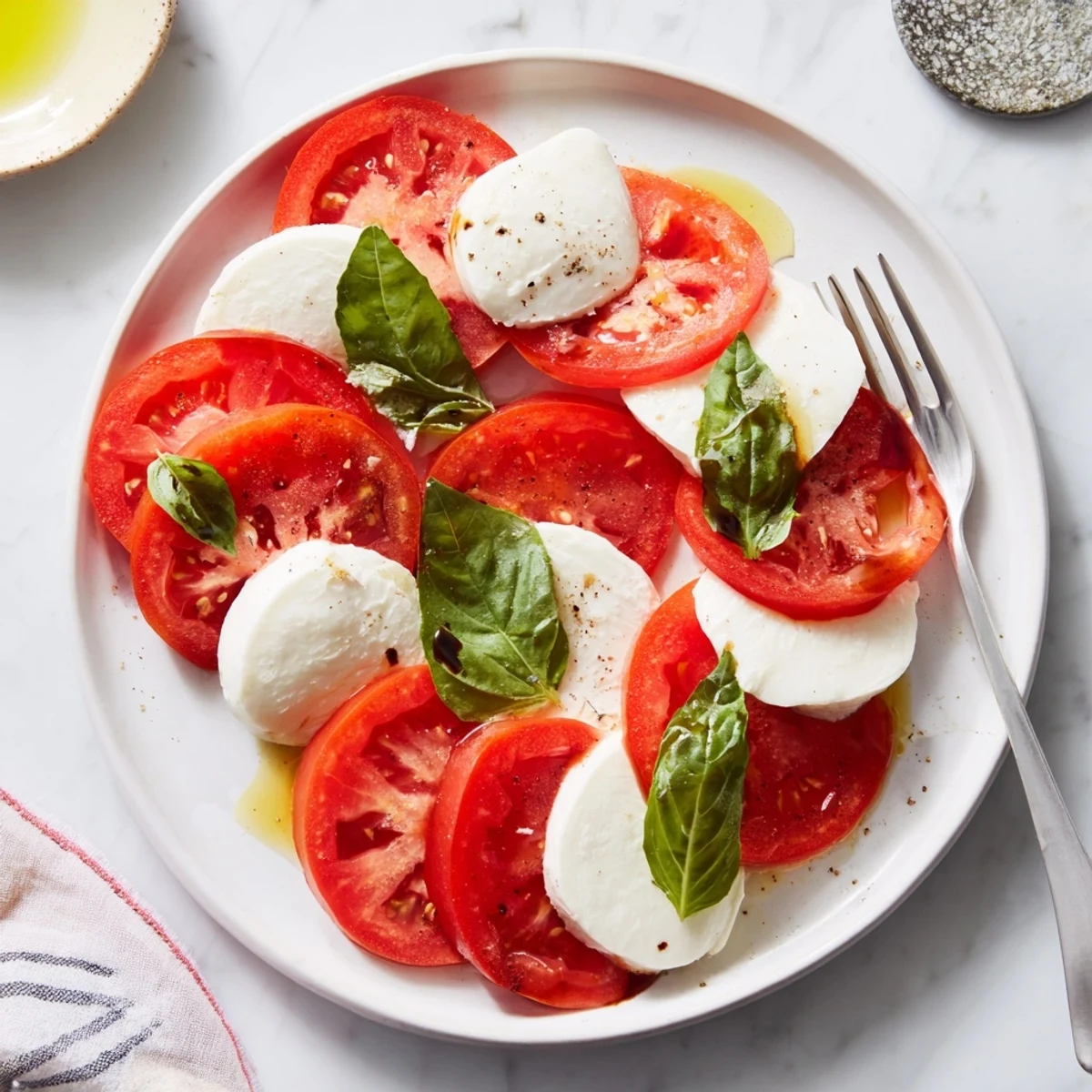 Vibrant Sliced Tomatoes and Mozzarella Rounds arranged on a platter, offering a taste of Italian freshness.