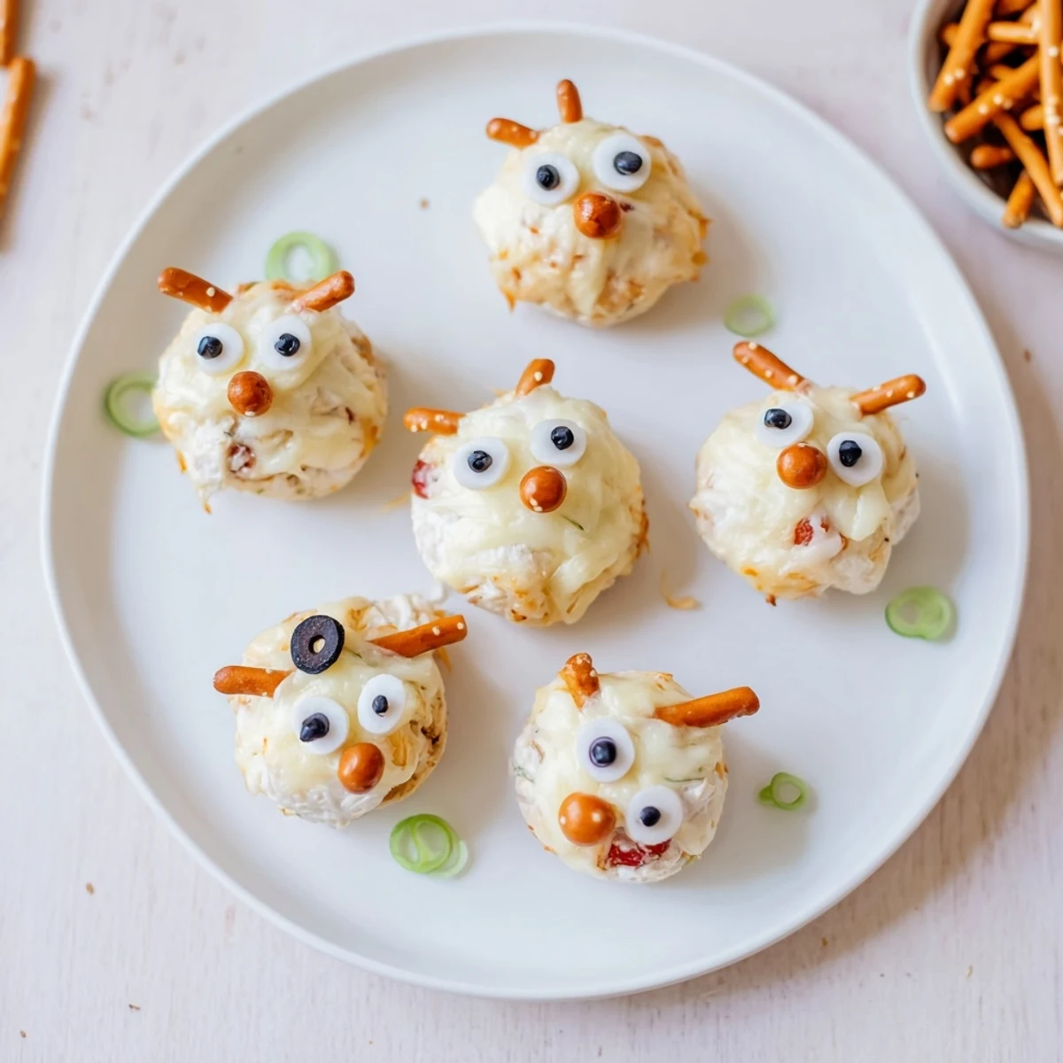 Creamy, melted Snowman Cheese Bites are festive and delicious, perfect for a cozy winter snack or party.