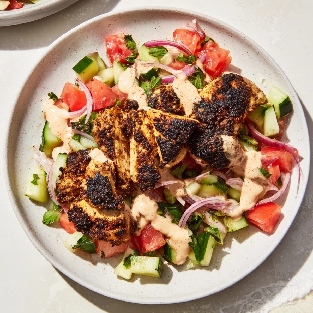 Chicken Shawarma Salad Tahini