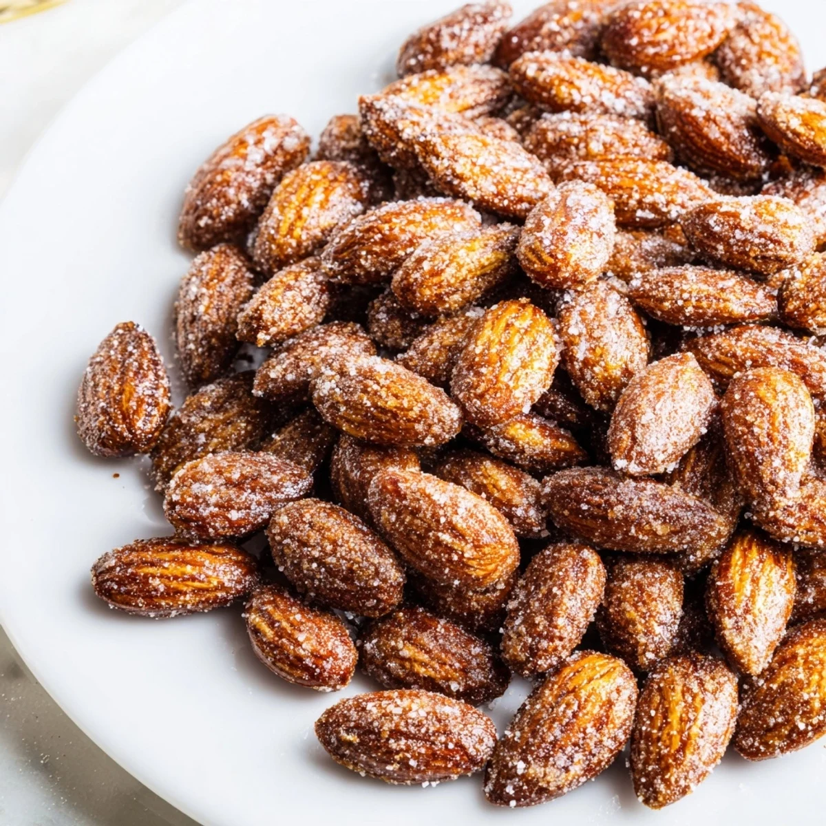 Golden and crunchy cinnamon roasted almonds, perfect as a sweet and savory snack anytime.
