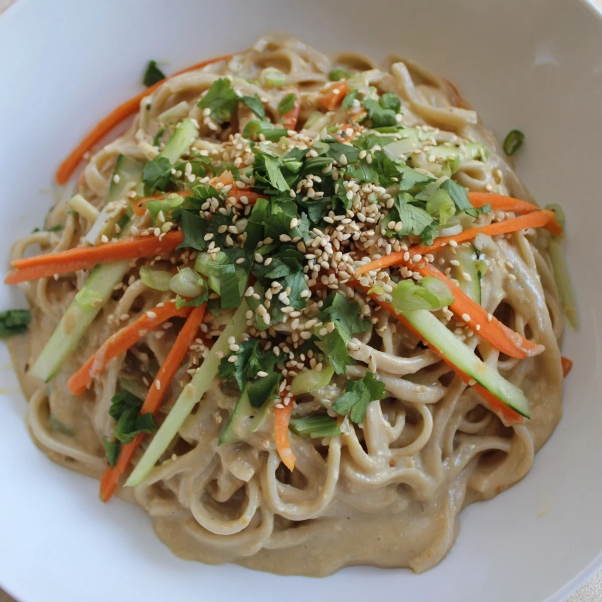 Perfect for a quick meal, these refreshing cold sesame noodles are coated in a rich, creamy sauce.