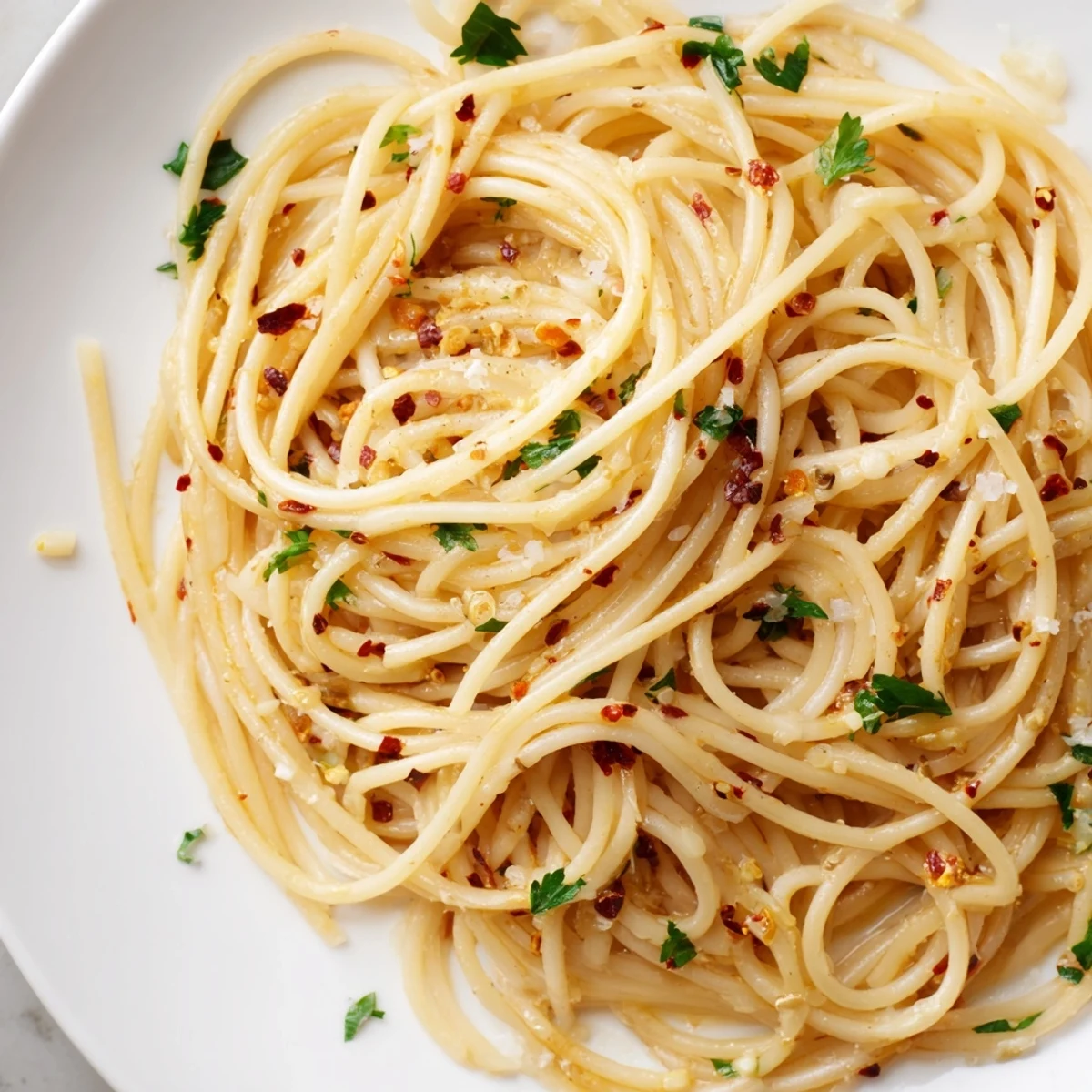 Flavorful, vegetarian Aglio e Olio Express Pasta, perfect for a quick and easy weeknight dinner.