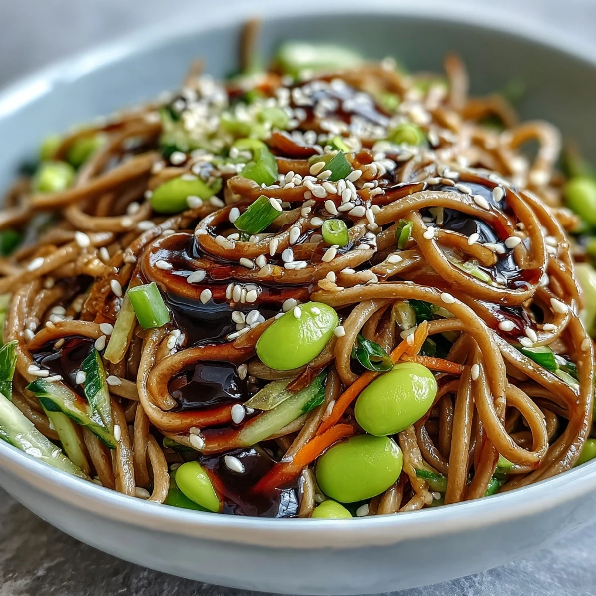 Refreshing soba noodle bowl, perfect for a healthy, satisfying lunch.