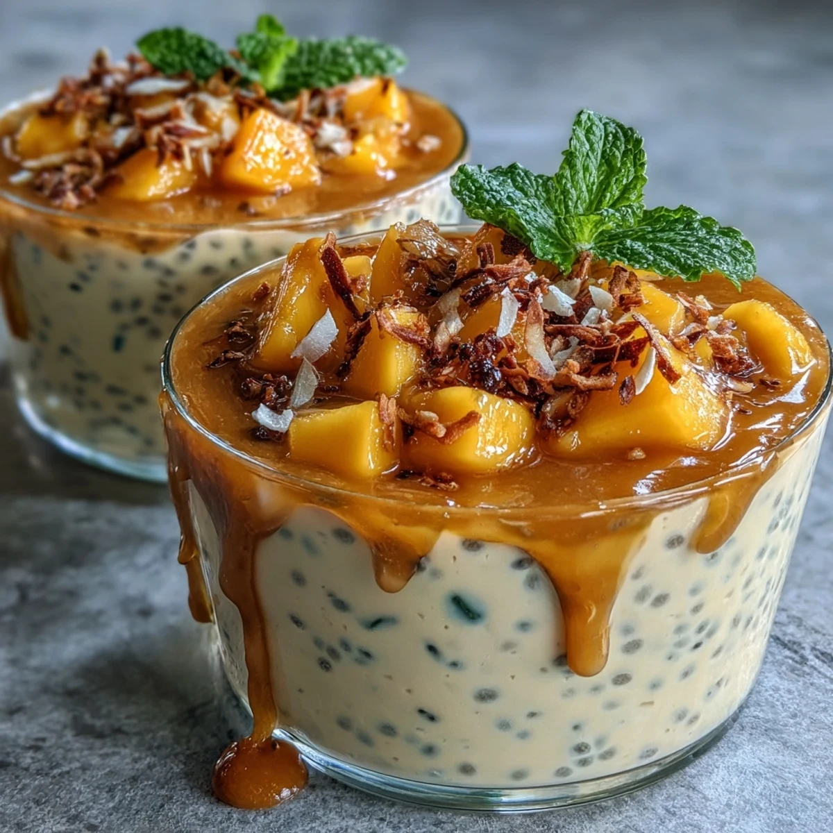 Rich coconut chia pudding meets silky mango purée in these refreshing, dairy-free cups reminiscent of traditional mango sago dessert.