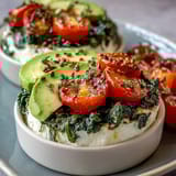 Savory cottage cheese bowl with crisp cherry tomatoes, cucumber, and bell pepper, garnished with fresh chives and parsley for a refreshing morning meal.