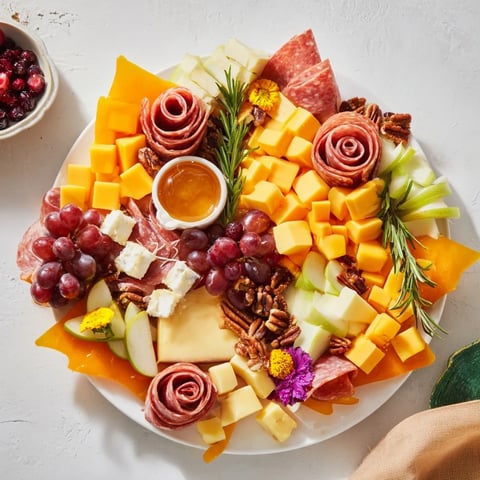 Magnificent maple leaf grazing tray, showcasing delicious cheeses and charcuterie ready to enjoy.