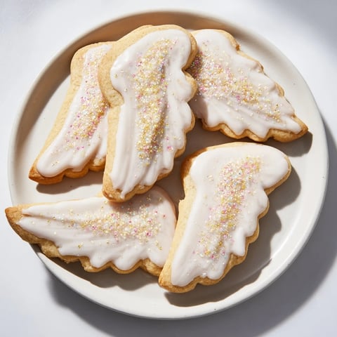Golden-brown Angel Wings sugar cookies arranged on a plate, ready to be enjoyed with a sweet glaze.