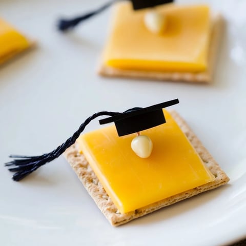 Graduation Cap Snacks arranged on a platter, ready to be enjoyed at a party celebration.