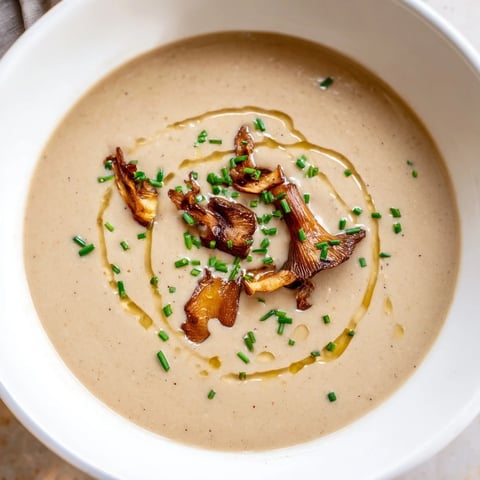 A creamy, steaming bowl of Mushroom Bisque, garnished with fresh herbs, ready to savor.