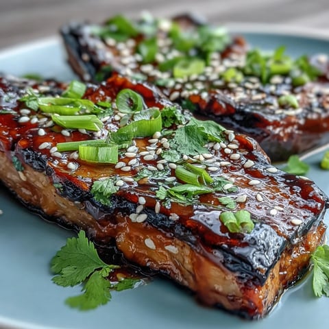 Miso-Glazed Eggplant Steaks with caramelized edges, roasted to tender perfection and glistening with savory-sweet miso sauce.  