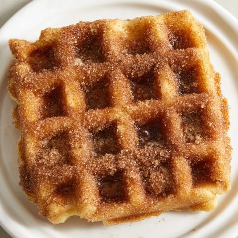 Indulge in these crispy Express Cinnamon Sugar Churro Waffles, coated in a warm, flavorful cinnamon-sugar mixture.