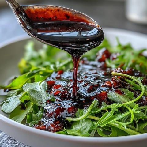 A glass jar of dark purple Black Currant Vinaigrette next to a bowl of mixed greens, roasted beets, and sliced grilled chicken.