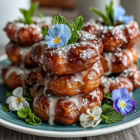 Baby in Bloom Mini Donut Tower with Flowers, a whimsical dessert centerpiece adorned with edible blooms and pastel mini donuts.