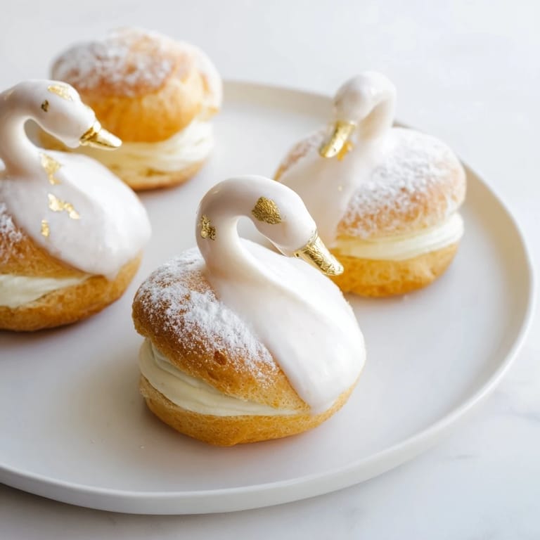 See the elegant, swan-shaped detail of these delicious petit fours, perfect for an afternoon tea.