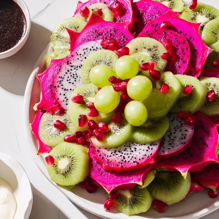 This inviting Dragon Scales Fruit and Dip Board displays fresh fruits, perfect for easy snacking.