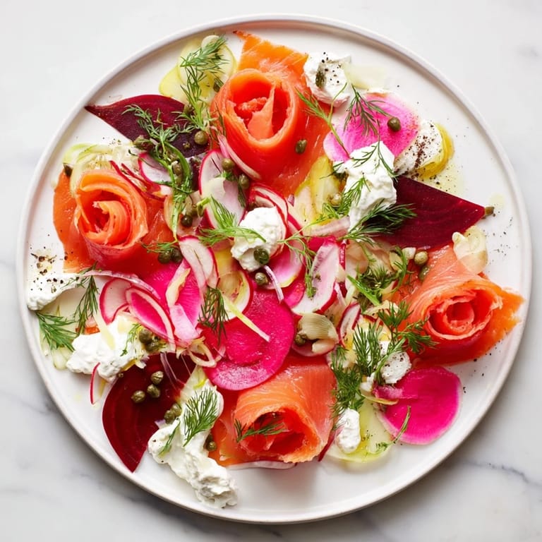 A delicious Winter Harvest Smoked Salmon Board showcases fresh vegetables and creamy cheeses alongside the salmon.