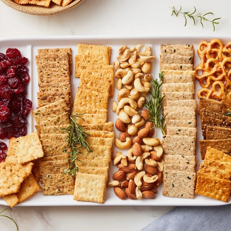 Crisp Holiday Crackers arranged in sections for serving: A visually appealing, easy appetizer for any gathering.