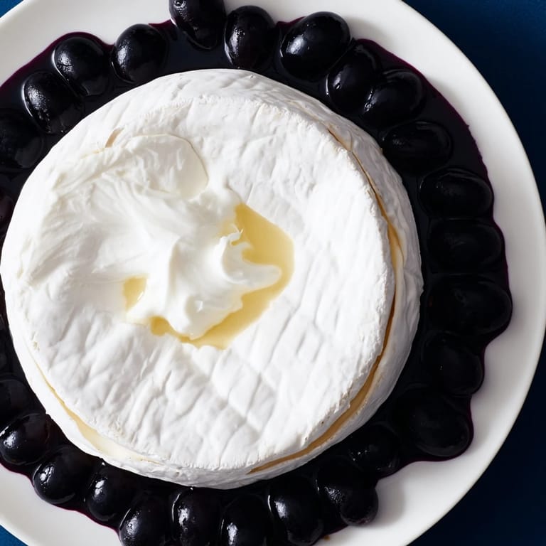 This stunning Floating Island features a soft cheese wheel “island” in a sea of vibrant blue yogurt.