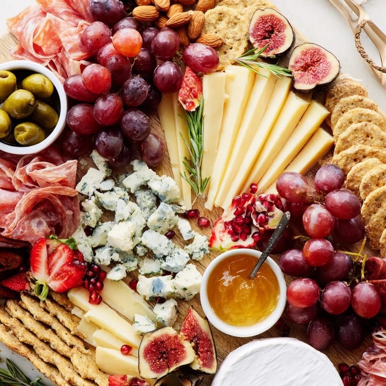 Lush and layered, this "The Final Curtain" board offers a visually captivating array of cheeses and charcuterie.