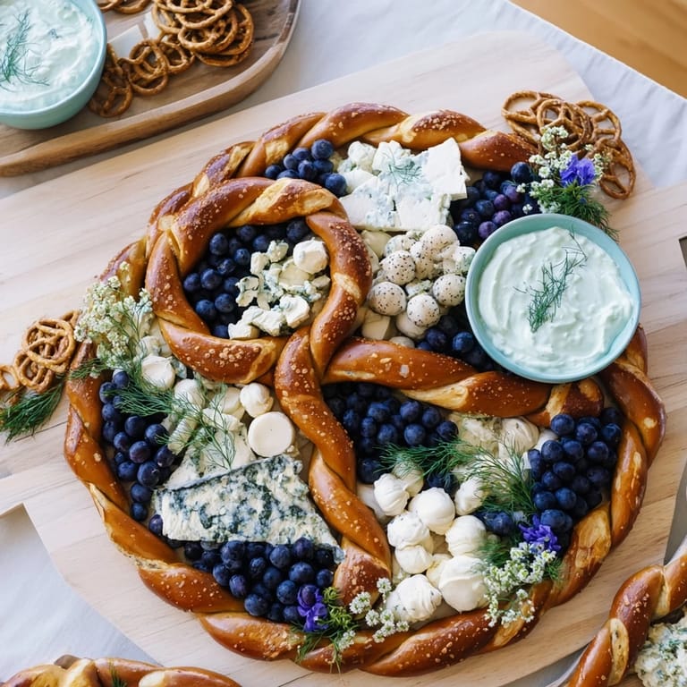 This Anchor Maritime Board features a coastal charcuterie spread with blue accents, creamy cheeses, and fresh produce.