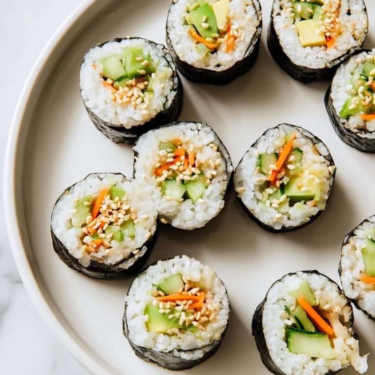 Close-up of freshly sliced avocado cucumber sushi, showing creamy avocado and crisp cucumber slices.