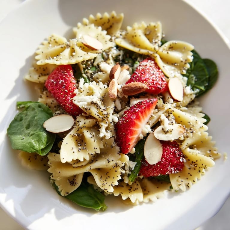 Fresh ingredients like baby spinach and sliced almonds make this colorful pasta salad perfect for a spring picnic.