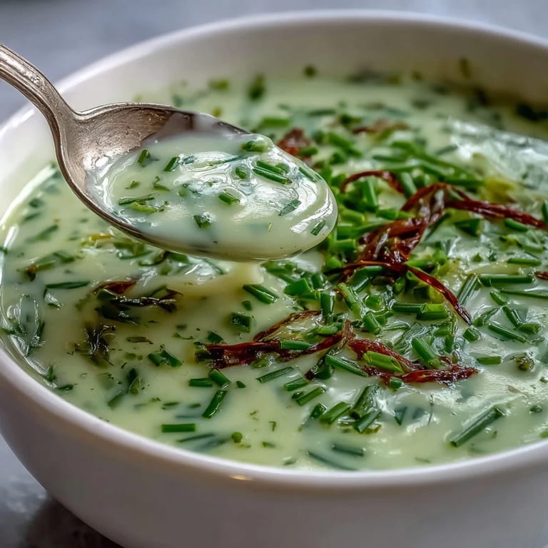 Smooth Asparagus Soup in a white bowl, showcasing a vibrant green puree and a swirl of cream.