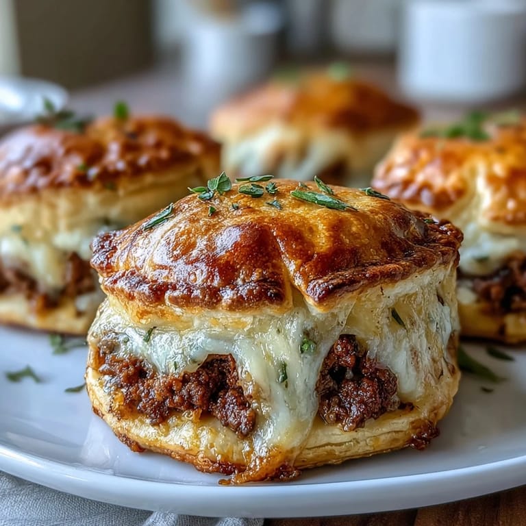 This savory Mini Beef Tourtière is brushed with egg wash and filled with rich, spiced ground beef.