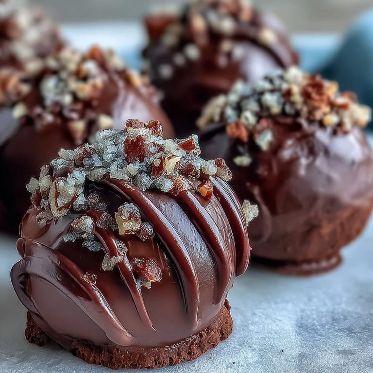 Deep dark chocolate truffles with a creamy ganache center, beautifully arranged with cocoa powder for a French-style finish.