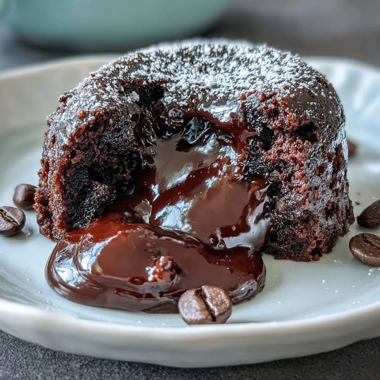 Decadent Chocolate Lava Cakes with espresso garnished with a dollop of whipped cream, ready to serve for a romantic dessert.