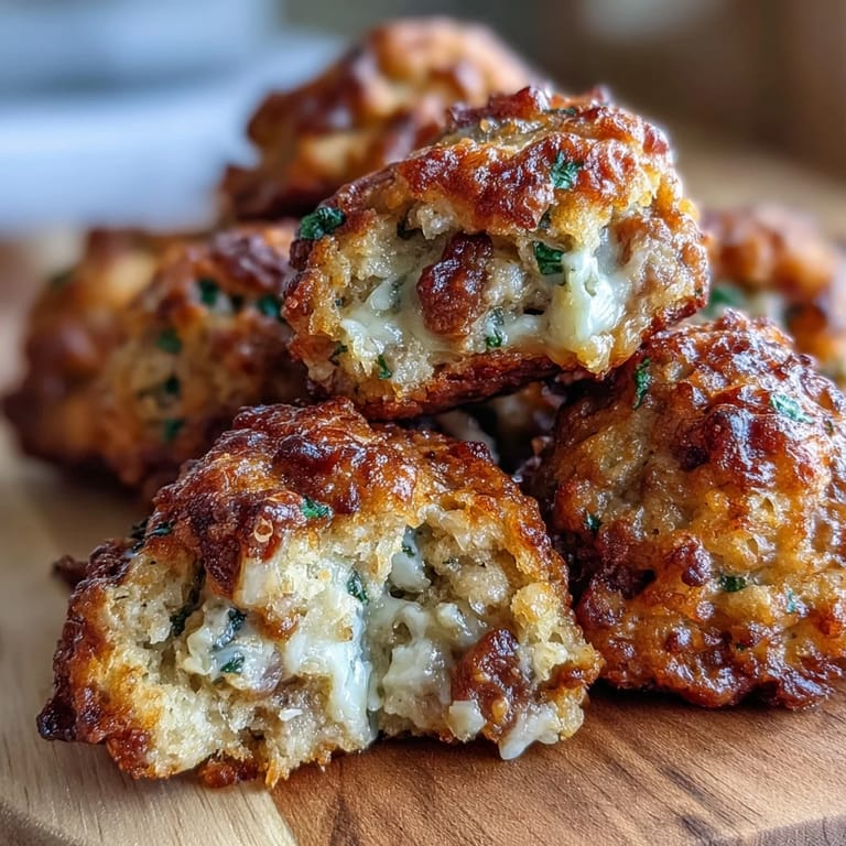 Perfectly baked Rotel Sausage Balls served warm on a platter with a creamy dipping sauce.