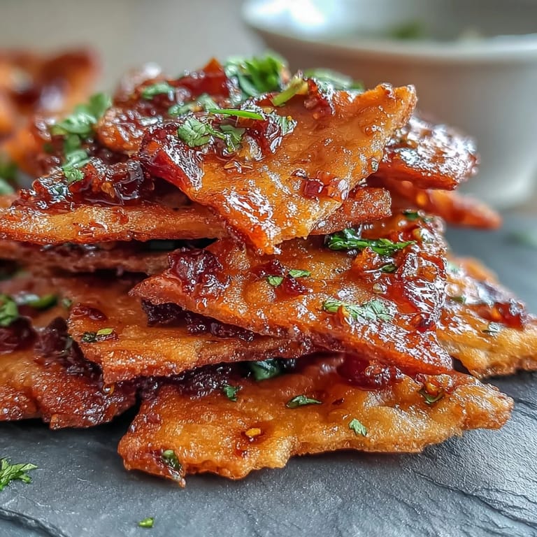 A close-up of crunchy Spicy Chili Crisp Garlic Naan Chips and a bowl of tangy Asian cucumber dip, perfect for sharing.