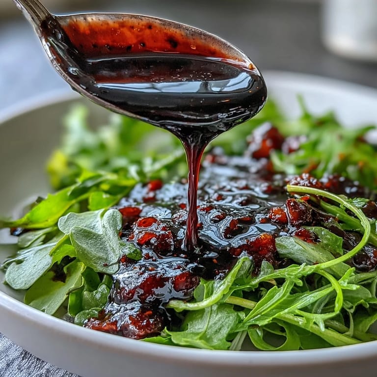 A glass jar of dark purple Black Currant Vinaigrette next to a bowl of mixed greens, roasted beets, and sliced grilled chicken.