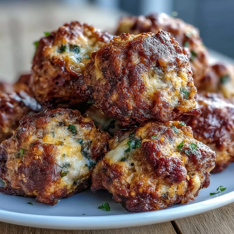 Perfectly baked Rotel Sausage Balls served warm on a platter with a creamy dipping sauce.