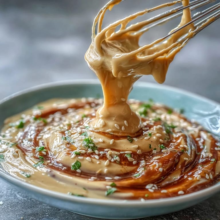 Velvety tahini dressing made with fresh lemon juice and olive oil, ideal for drizzling over falafel or grilled meats.