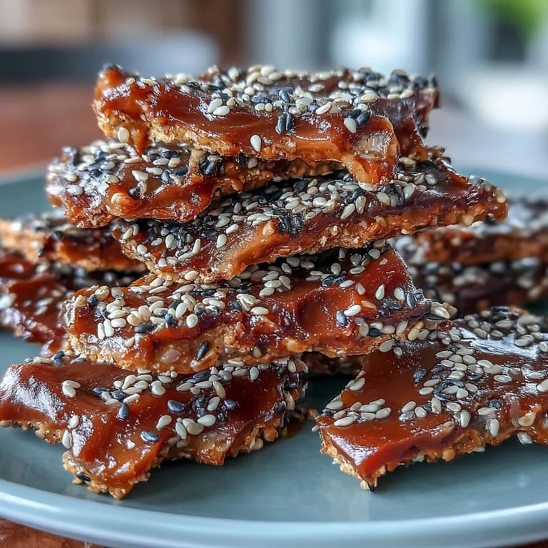 Golden black sesame brittle candy with toasted seeds, a delightful vegetarian and gluten-free treat for any occasion.