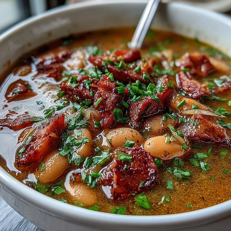 Rich and savory Ham and Butter Bean Soup with fresh parsley and chives, perfect for a cozy family dinner.  