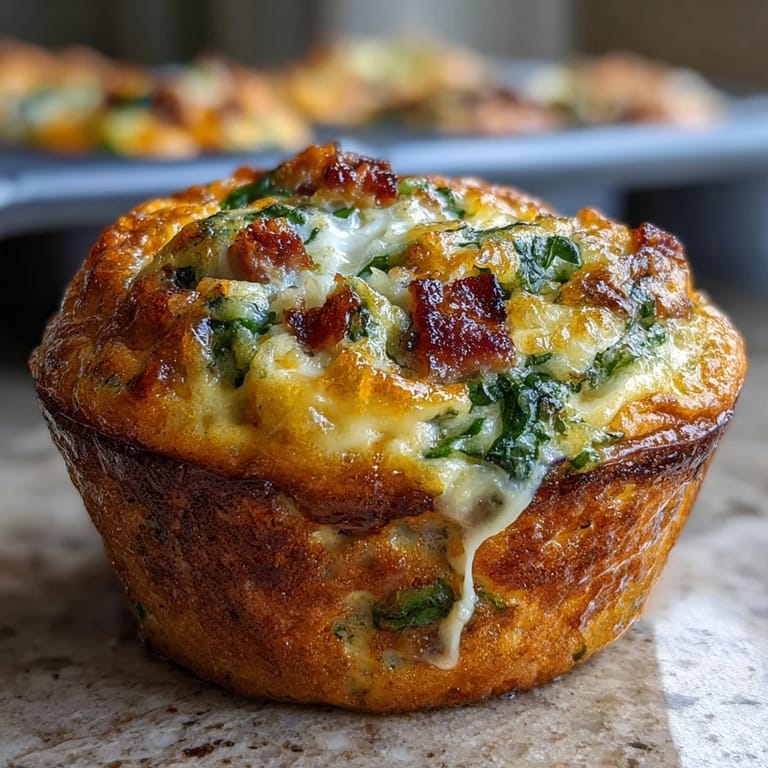 Savory egg muffins loaded with lean ham, fresh vegetables, and melted cheese, perfect for a healthy breakfast.