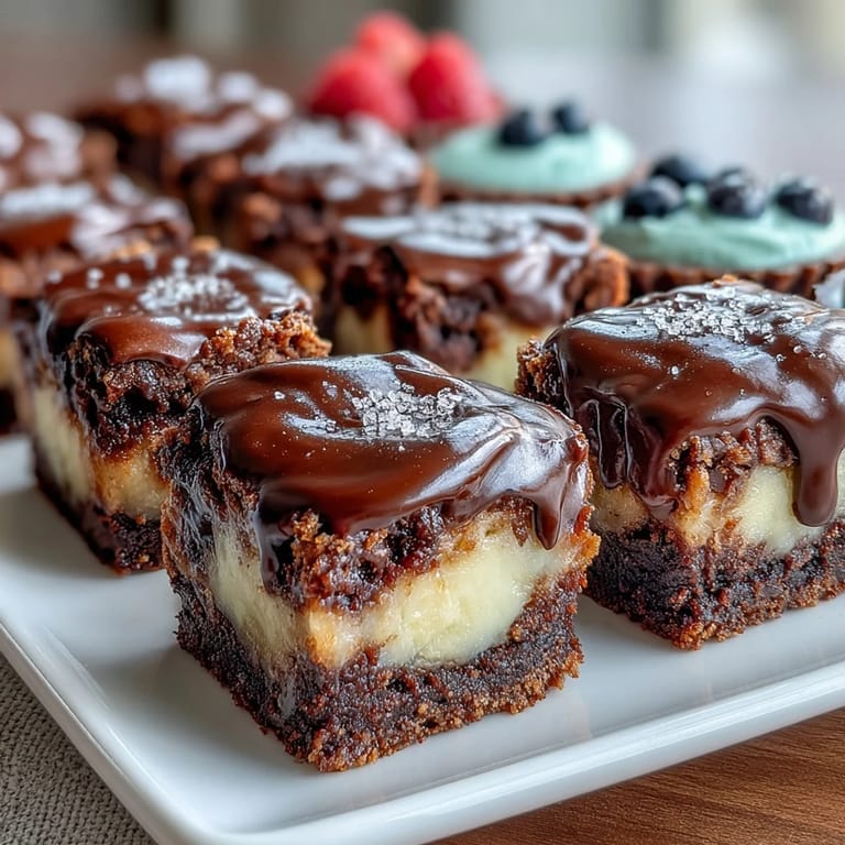 Colorful assortment of mini lemon cheesecake cups, brownie bites, and berry-topped tartlets for a festive dessert display.  