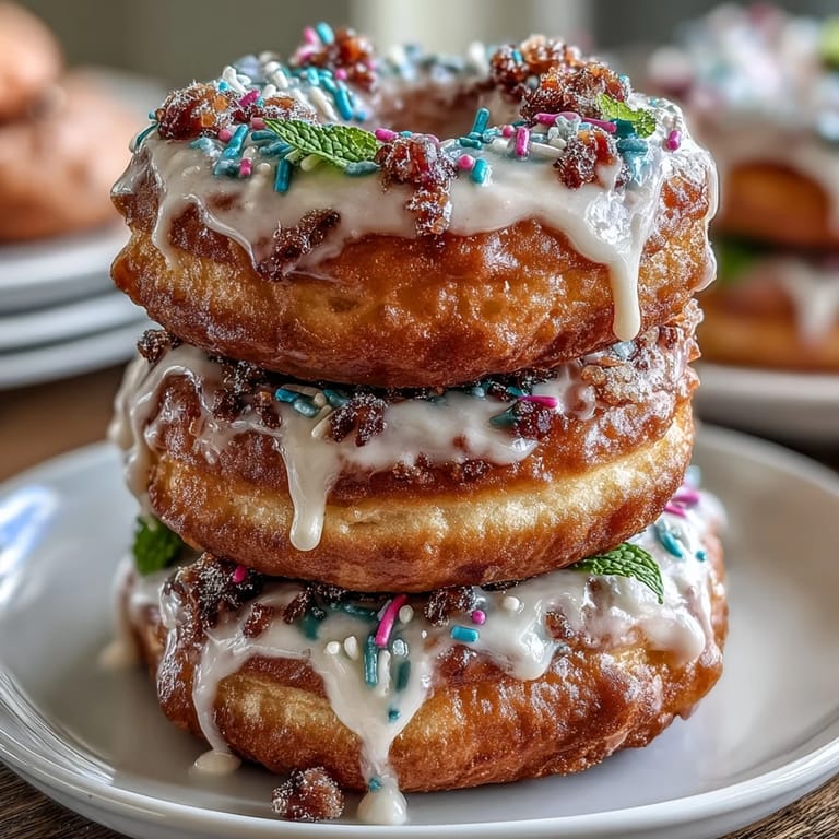 Charming tiered Baby in Bloom Mini Donut Tower with fresh edible flowers and mint, perfect for baby showers and spring celebrations.