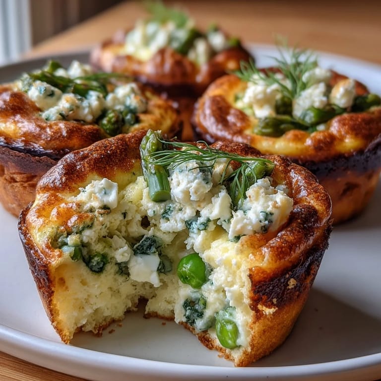 Golden baked frittata muffins filled with spring vegetables, herbs, and cheese, ideal for meal prep or brunch.