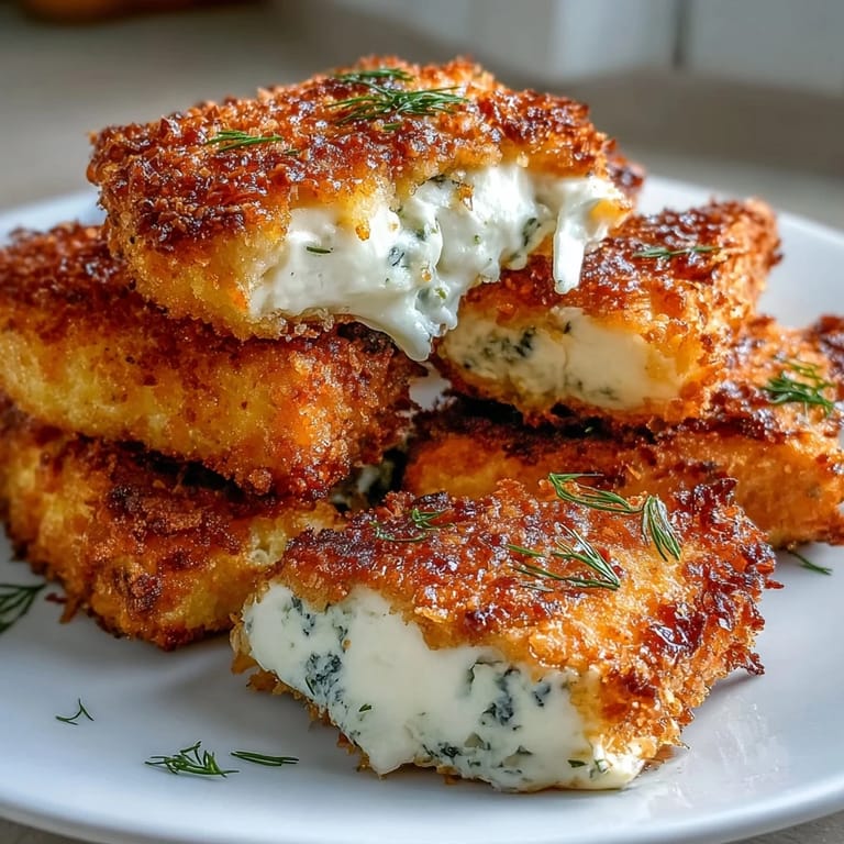 Warm baked crispy breaded feta served with honey and lemon zest, offering a creamy, crunchy Mediterranean-inspired snack.