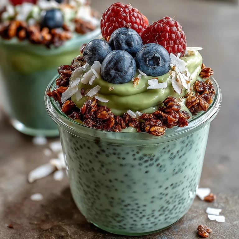 Luscious avocado and chia pudding parfait, a healthy breakfast treat ready to enjoy.