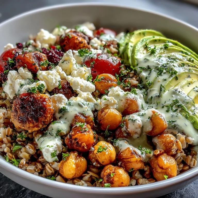 Hearty Ancient Grains Bowl, a wholesome vegan meal with fresh vegetables.