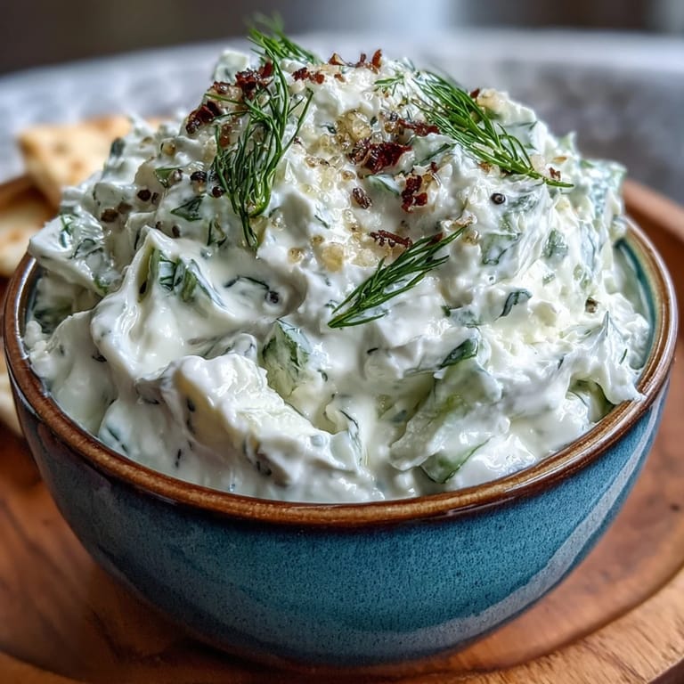 Tangy skyr tzatziki with cool cucumber and dill, perfect as a zesty dip.