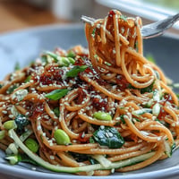 Sesame Ginger Noodle Bowl with crunchy vegetables and a zesty ginger dressing, perfect for a refreshing light meal.